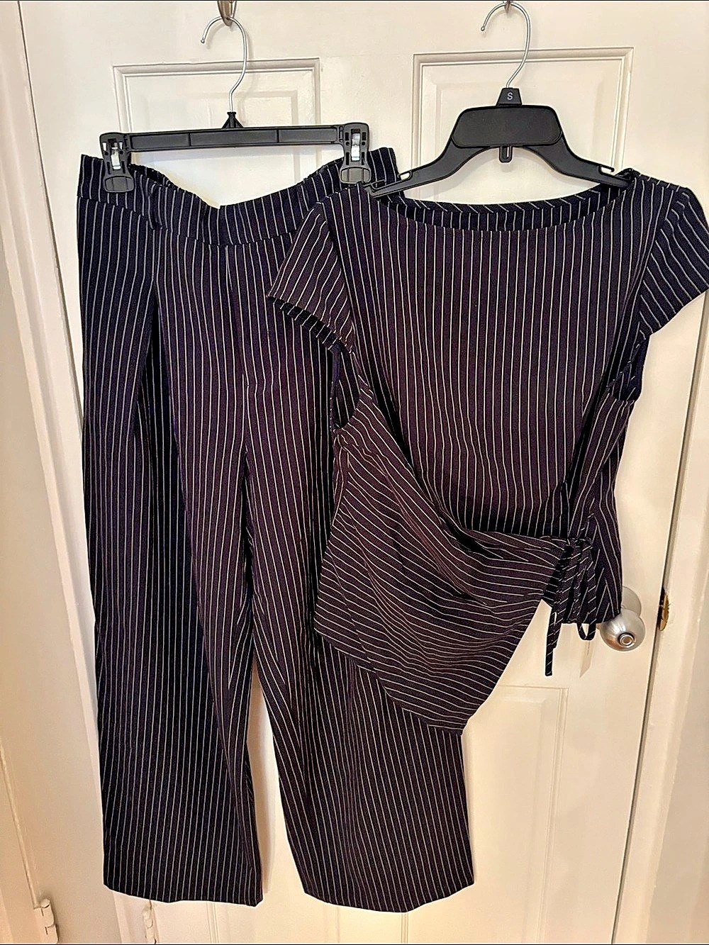 Navy Pinstripe Two-Piece Set by Commense